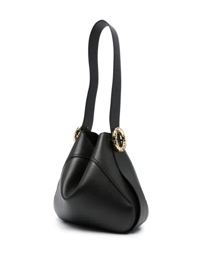 Lanvin Black Leather Melodie Shoulder Bag In Black