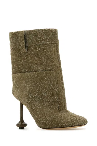 Loewe Khaki Suede Toy Panta Ankle Boots In Multi