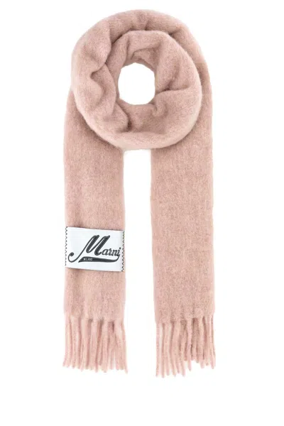 Marni Pink Alpaca Blend Scarf In Brown