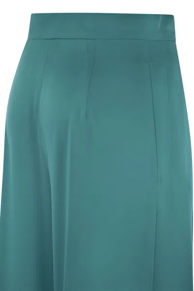 Max Mara Pianoforte Turquoise Satin Fiesta Wide-leg Pant In Green