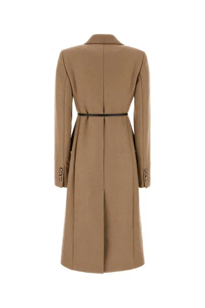 Sportmax Max Mara  Beige Wool Blend Ghia Coat In Brown