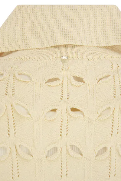 Sportmax Viscose Blend Crochet Dress With Scalloped Hem In Neutral