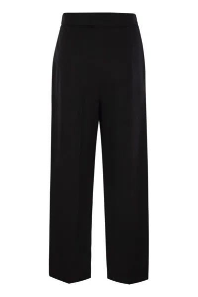 Max Mara Studio High Waist Wide Leg Trousers In Black