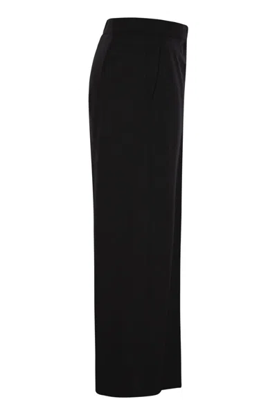 Max Mara Studio High Waist Wide Leg Trousers In Black