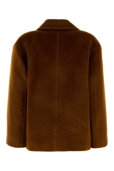 Max Mara Studio Caramel Alpaca Blend Filovia Coat In Brown