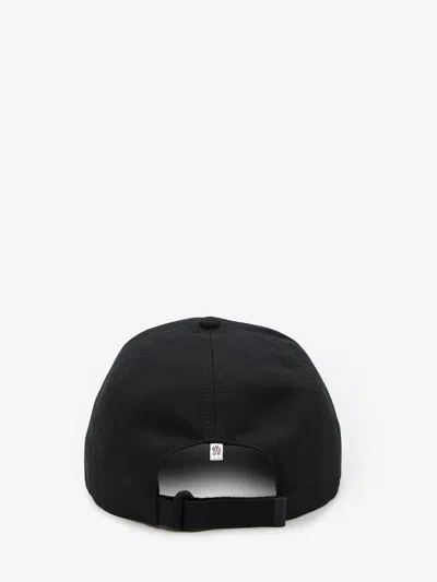 Moncler Grenoble Black Cotton Baseball Cap In Brown