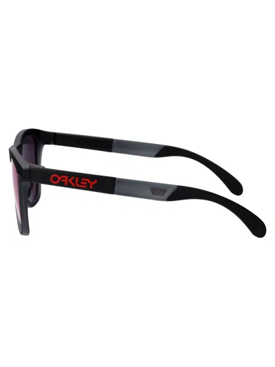 Oakley Matte Black Acetate Sunglasses In Blue