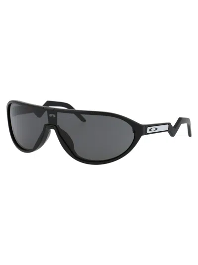 Oakley Matte Black Acetate Sunglasses In Gray