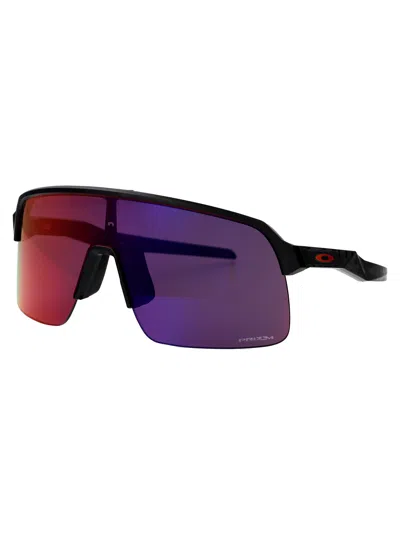 Oakley Matte Black Acetate Sunglasses In Blue