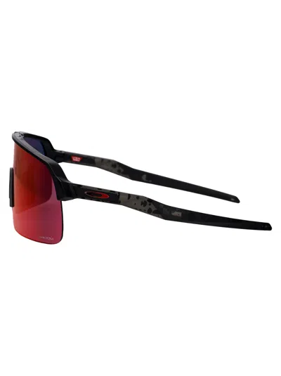 Oakley Matte Black Acetate Sunglasses In Blue