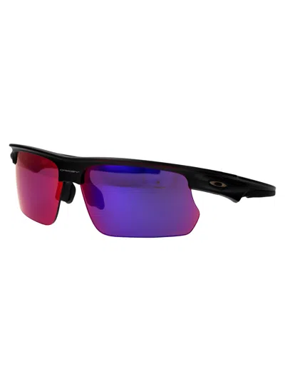 Oakley Matte Black Acetate Sunglasses In Purple