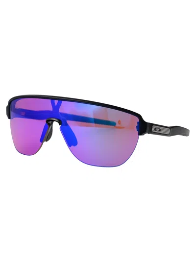 Oakley Matte Black Acetate Sunglasses In Purple