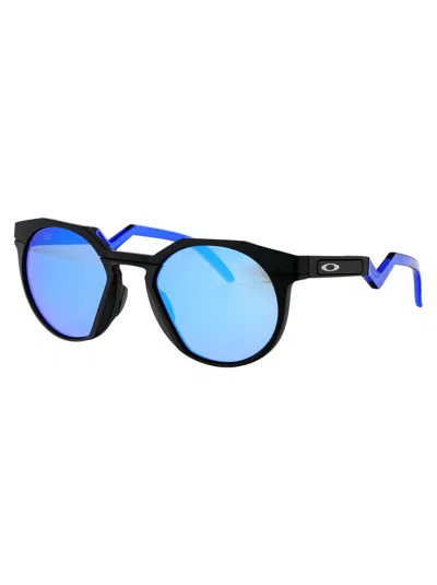 Oakley Matte Black Acetate Sunglasses In Blue