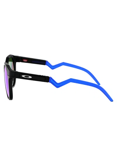 Oakley Matte Black Acetate Sunglasses In Blue