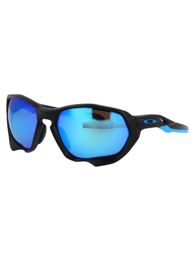 Oakley Matte Black Acetate Sunglasses In Blue