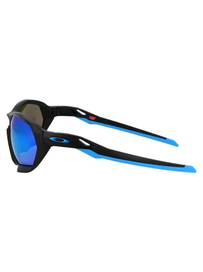 Oakley Matte Black Acetate Sunglasses In Blue