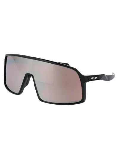 Oakley Polished Black Acetate Sunglasses In Gray