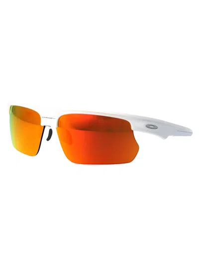 Oakley Polished White Acetate Sunglasses In Orange