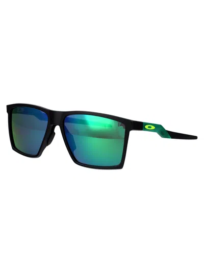 Oakley Satin Black Acetate Sunglasses In Green