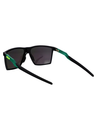 Oakley Satin Black Acetate Sunglasses In Green