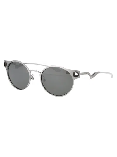 Oakley Satin Chrome Titanium Sunglasses In Gray