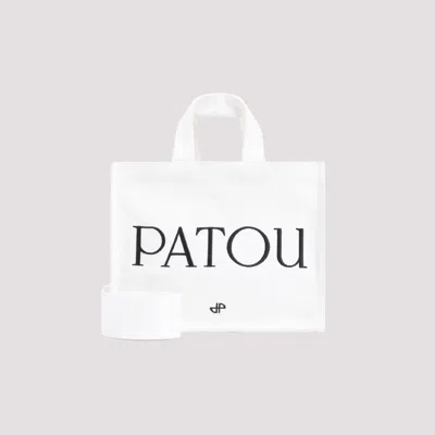 Patou White Canvas Small Tote  Shopping Bag In White