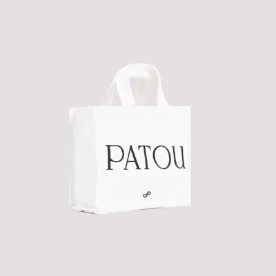 Patou White Canvas Small Tote  Shopping Bag In White