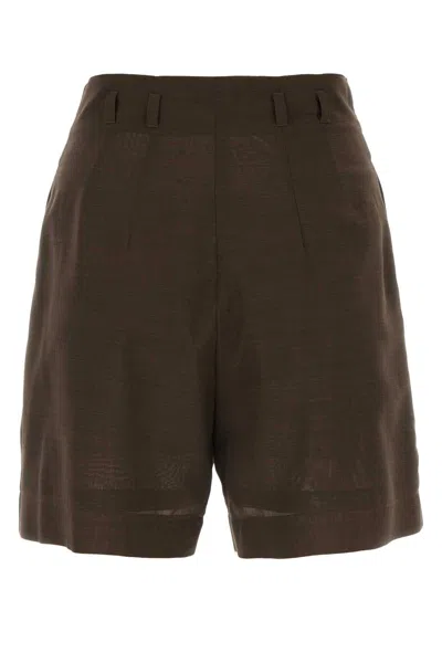 Philosophy Di Lorenzo Serafini Chocolate Wool Blend Shorts In Brown