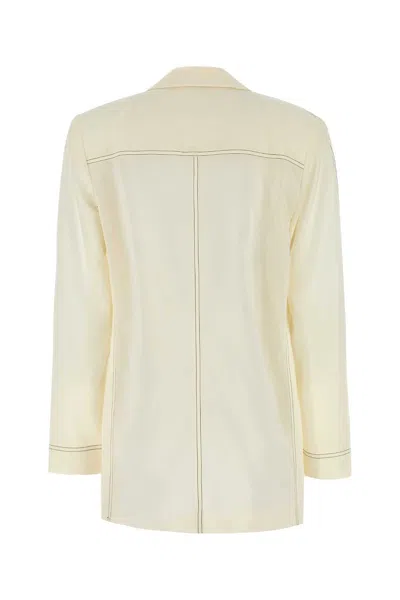 Philosophy Di Lorenzo Serafini Longline Shawl Lapel Blazer With Contrast Stitching In White