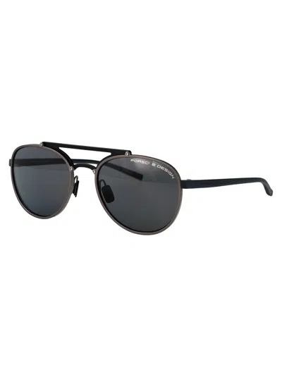 Porsche Design Grey Black Titanium Sunglasses In Gray