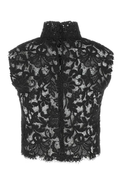 Saint Laurent Black Lace Top In Black