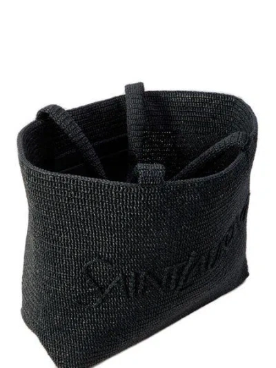 Saint Laurent Black Raffia  Shopping Bag