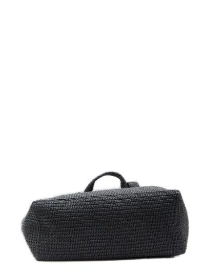 Saint Laurent Black Raffia  Shopping Bag