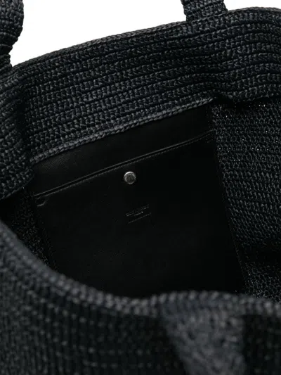 Saint Laurent Black Raffia  Shopping Bag