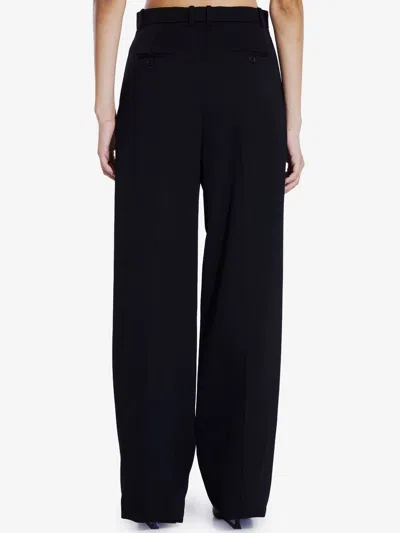 Saint Laurent Black Wool Wide-leg Pant In Black