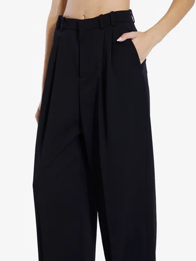 Saint Laurent Black Wool Wide-leg Pant In Black