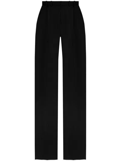 Saint Laurent Black Wool Wide-leg Pant In Black