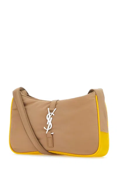 Saint Laurent Rectangular Shape Shoulder Bag With Contrast Trim In Neutral