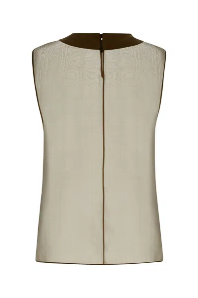 Saint Laurent Khaki Muslin Top In Neutral