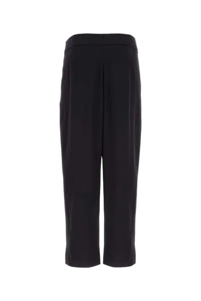 Saint Laurent Midnight Blue Crepe Satin Pant In Black