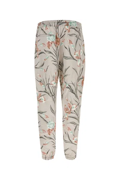 Saint Laurent Printed Satin Pant In Gray