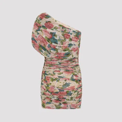 Saint Laurent Printed Tulle Mini Dress In Multi