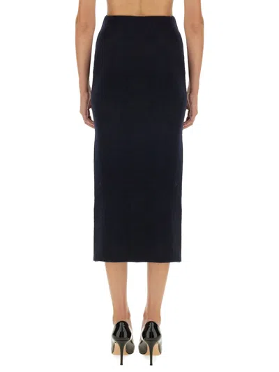 Self-portrait Midnight Blue Wool Blend Skirt In Blue