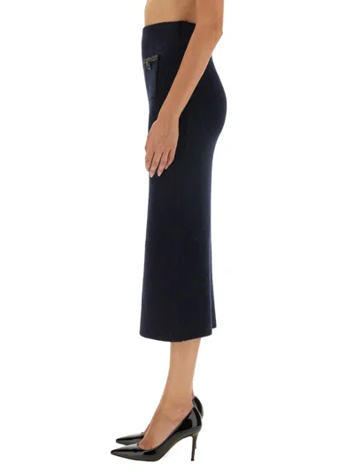 Self-portrait Midnight Blue Wool Blend Skirt In Blue