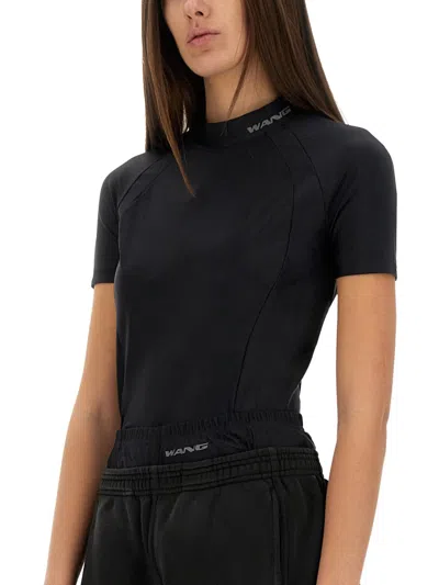 Alexander Wang T T By Alexander Wang Black Stretch Nylon T-shirt In Black