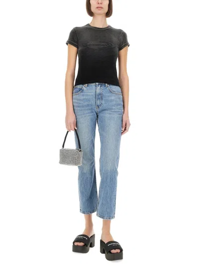 Alexander Wang T T By Alexander Wang Black Stretch Terry Fabric T-shirt In Black