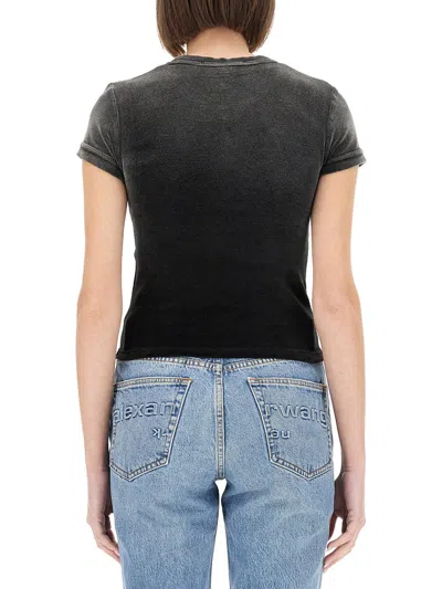 Alexander Wang T T By Alexander Wang Black Stretch Terry Fabric T-shirt In Black