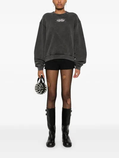 Alexander Wang T T By Alexander Wang Dark Grey Cotton Sweatshirt In Black