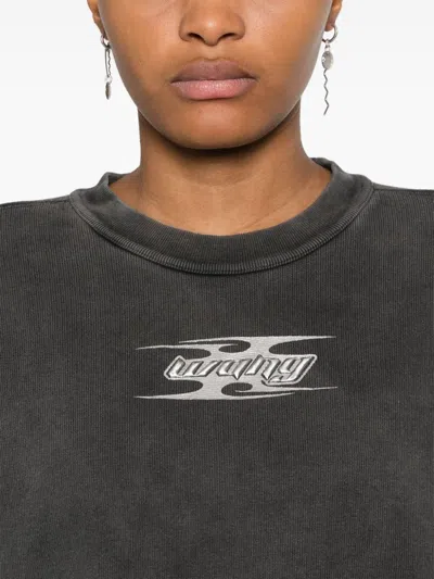 Alexander Wang T T By Alexander Wang Dark Grey Cotton Sweatshirt In Black