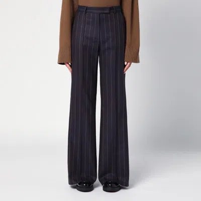 Quelledue Pinstripe Wool-blend Tailored Pants In Black